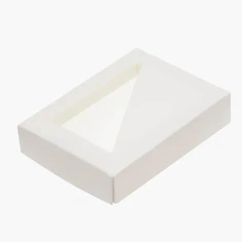 6 Choc White Folding Lid with Triangular Window - Pack of 25